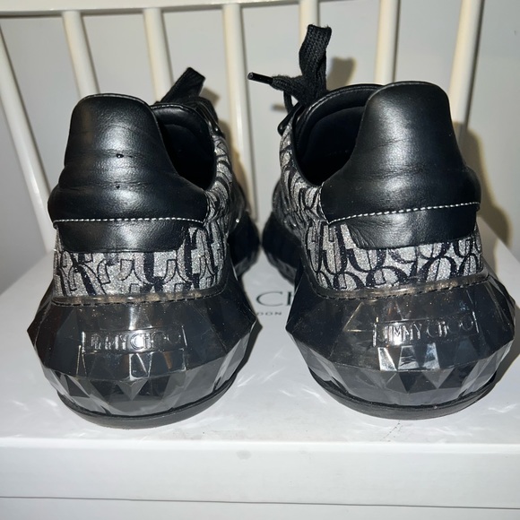 Jimmy Choo Women's Leather 'Diamond' Monogram Sneakers Silver Black - Picture 7 of 16